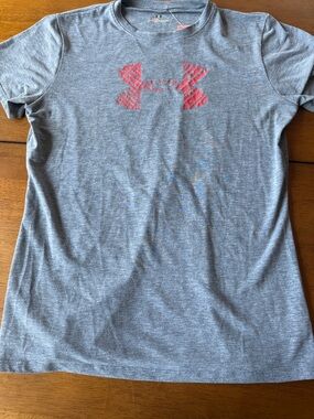 Under Armour Gray Tee with Coral Logo